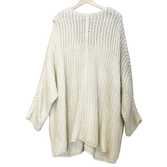 Free People Wool Alpaca Oversized Sweater Dress Size M Pockets Loose Knit Ivory - Picture 5 of 14